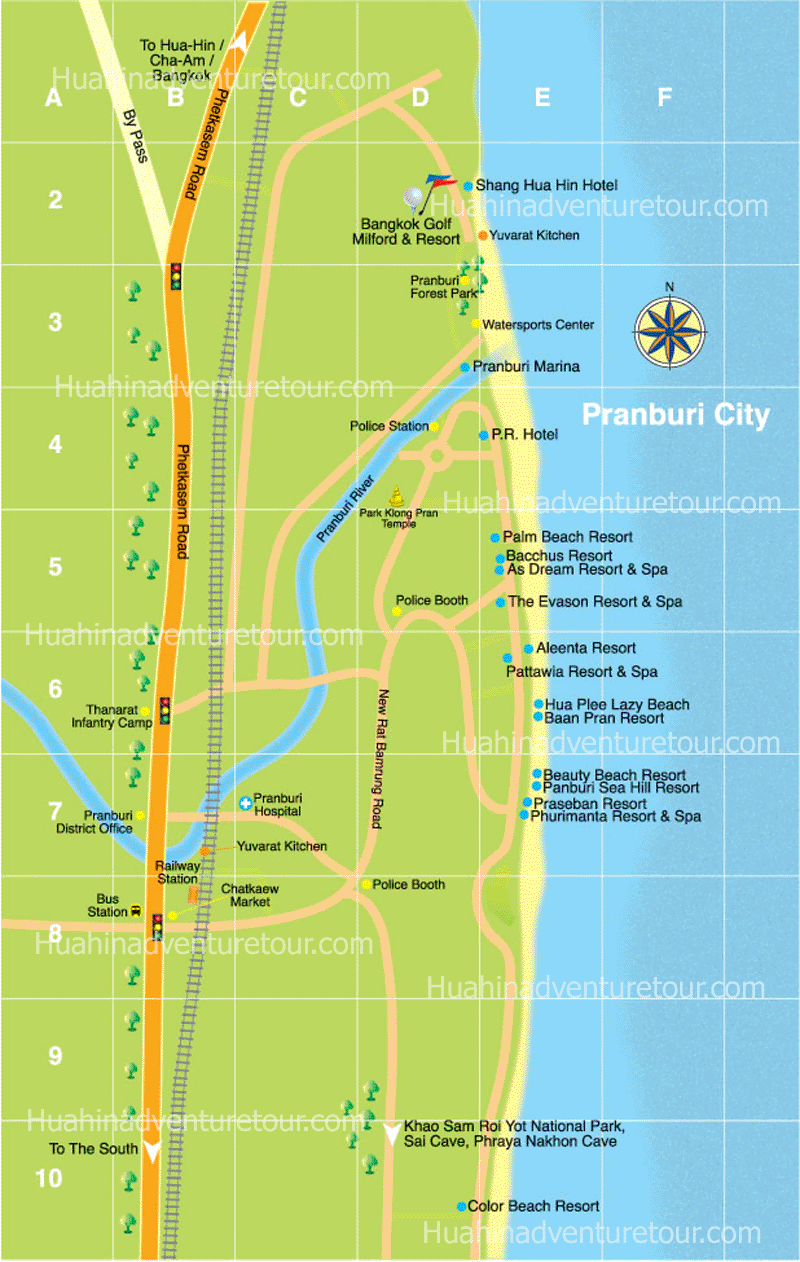 Map of Pranburi, Thailand